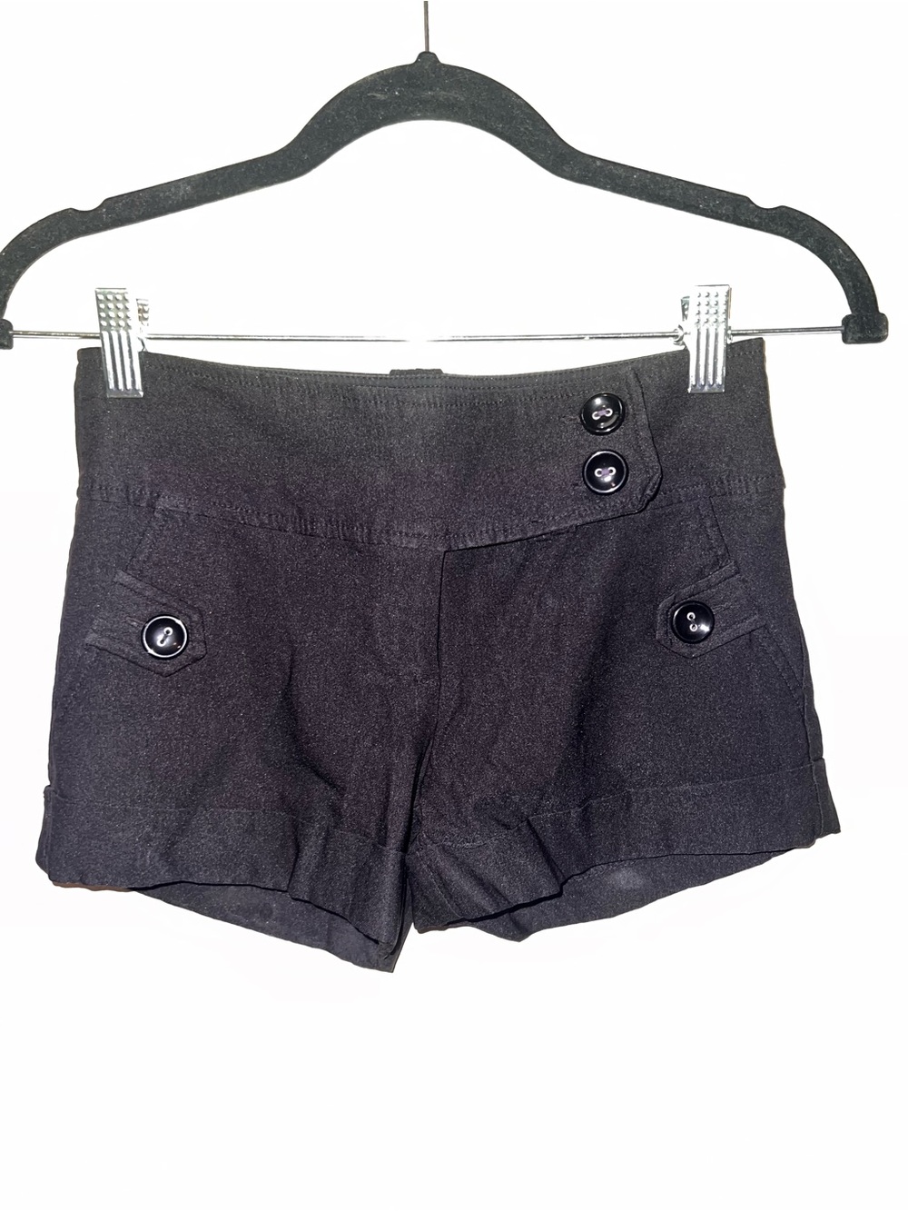 Y2K Women's Black Button-Detail Tailored Shorts